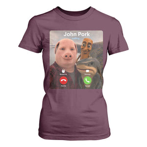 Tung Tung Tung Sahur John Pork Calling T Shirt For Women Tralalero Tralala Meme Brainrot Funny