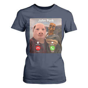 Tung Tung Tung Sahur John Pork Calling T Shirt For Women Tralalero Tralala Meme Brainrot Funny
