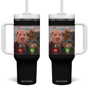 Tung Tung Tung Sahur John Pork Calling Tumbler With Handle Tralalero Tralala Meme Brainrot Funny
