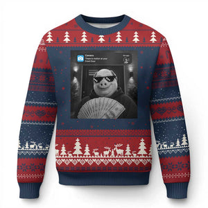 John Pork Meme Ugly Christmas Sweater There Is Motion At Your Front Door Funny Brainrot