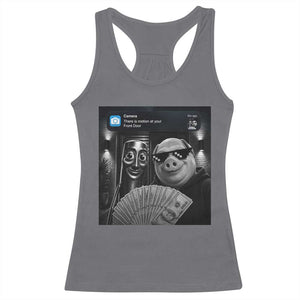 Tung Tung Tung Sahur John Pork Meme Brainrot Racerback Tank Top There Is Motion At Your Front Door