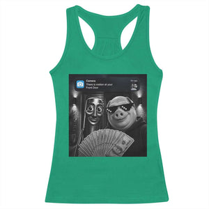 Tung Tung Tung Sahur John Pork Meme Brainrot Racerback Tank Top There Is Motion At Your Front Door