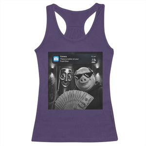 Tung Tung Tung Sahur John Pork Meme Brainrot Racerback Tank Top There Is Motion At Your Front Door