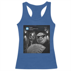 Tung Tung Tung Sahur John Pork Meme Brainrot Racerback Tank Top There Is Motion At Your Front Door