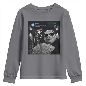 Tung Tung Tung Sahur John Pork Meme Brainrot Youth Sweatshirt There Is Motion At Your Front Door