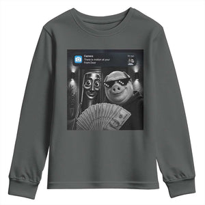 Tung Tung Tung Sahur John Pork Meme Brainrot Youth Sweatshirt There Is Motion At Your Front Door