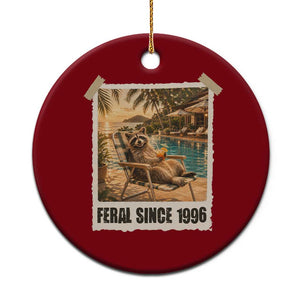 Funny Raccoon Feral Since 1996 30th Birthday Ceramic Ornament Vintage 30 Year Old Gift