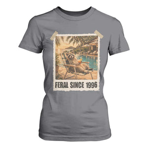 Funny Raccoon Feral Since 1996 30th Birthday T Shirt For Women Vintage 30 Year Old Gift