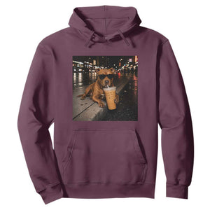 Funny Pitbull Drinking Iced Coffee Hoodie Vintage Pittie Dog Lovers Meme