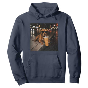 Funny Pitbull Drinking Iced Coffee Hoodie Vintage Pittie Dog Lovers Meme