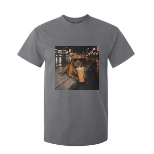 Funny Pitbull Drinking Iced Coffee T Shirt For Kid Vintage Pittie Dog Lovers Meme