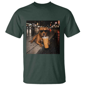 Funny Pitbull Drinking Iced Coffee T Shirt Vintage Pittie Dog Lovers Meme