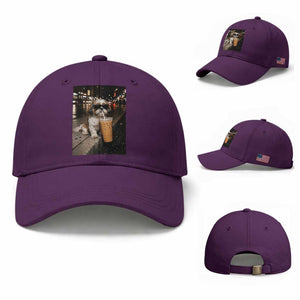 Funny Shih Tzu Drinking Iced Coffee Baseball Cap Vintage Dog Lover