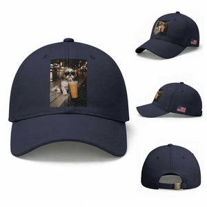 Funny Shih Tzu Drinking Iced Coffee Baseball Cap Vintage Dog Lover