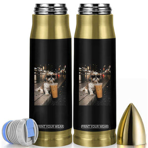 Funny Shih Tzu Drinking Iced Coffee Bullet Tumbler Vintage Dog Lover