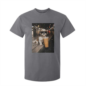 Funny Shih Tzu Drinking Iced Coffee T Shirt For Kid Vintage Dog Lover