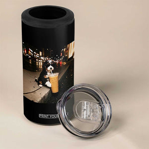 Bernedoodle Dog Drinking Iced Coffee 4 in 1 Can Cooler Tumbler Funny Coffee Lover Gift for Dog Moms Dads TS10 Print Your Wear