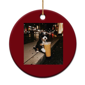 Bernedoodle Dog Drinking Iced Coffee Ceramic Ornament Funny Coffee Lover Gift for Dog Moms Dads TS10 1pc Red Print Your Wear