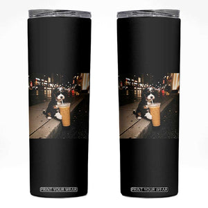 Bernedoodle Dog Drinking Iced Coffee Skinny Tumbler Funny Coffee Lover Gift for Dog Moms Dads TS10 Black Print Your Wear