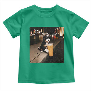 Bernedoodle Dog Drinking Iced Coffee Toddler T Shirt Funny Coffee Lover Gift for Dog Moms Dads TS10 Irish Green Print Your Wear