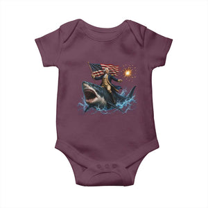 George Washington Riding Shark Baby Onesie Funny 4th Of July Independence Day 1776 Meme American Flag