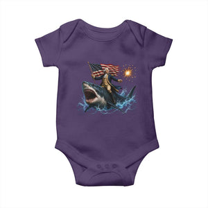 George Washington Riding Shark Baby Onesie Funny 4th Of July Independence Day 1776 Meme American Flag