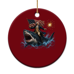George Washington Riding Shark Ceramic Ornament Funny 4th Of July Independence Day 1776 Meme American Flag TS10 1pc Red Print Your Wear