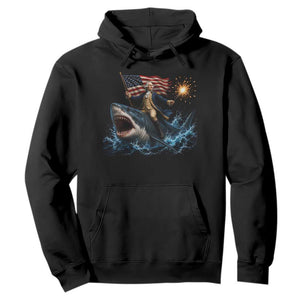 George Washington Riding Shark Hoodie Funny 4th Of July Independence Day 1776 Meme American Flag