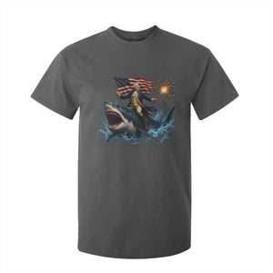 George Washington Riding Shark T Shirt For Kid Funny 4th Of July Independence Day 1776 Meme American Flag