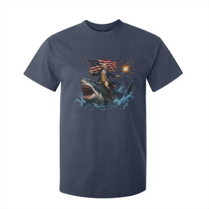 George Washington Riding Shark T Shirt For Kid Funny 4th Of July Independence Day 1776 Meme American Flag