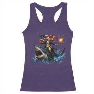 George Washington Riding Shark Racerback Tank Top Funny 4th Of July Independence Day 1776 Meme American Flag