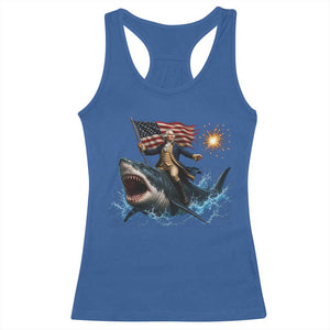 George Washington Riding Shark Racerback Tank Top Funny 4th Of July Independence Day 1776 Meme American Flag