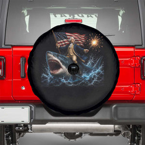 George Washington Riding Shark Spare Tire Cover Funny 4th Of July Independence Day 1776 Meme American Flag