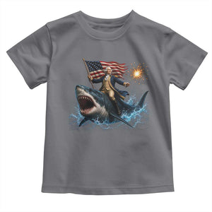 George Washington Riding Shark Toddler T Shirt Funny 4th Of July Independence Day 1776 Meme American Flag