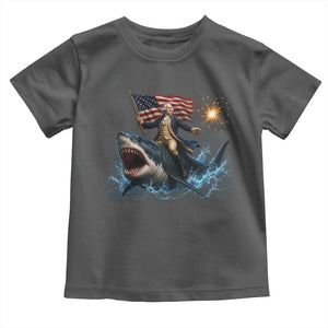 George Washington Riding Shark Toddler T Shirt Funny 4th Of July Independence Day 1776 Meme American Flag