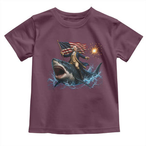 George Washington Riding Shark Toddler T Shirt Funny 4th Of July Independence Day 1776 Meme American Flag
