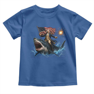 George Washington Riding Shark Toddler T Shirt Funny 4th Of July Independence Day 1776 Meme American Flag