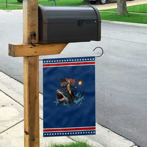 George Washington Riding Shark Patriotic Garden Flag Funny 4th Of July Independence Day 1776 Meme American Flag TS10 Classic Blue Red Print Your Wear