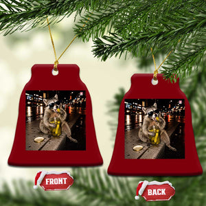 Funny Raccoon Eating Pickles Meme Ceramic Ornament