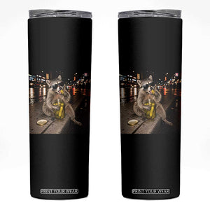 Funny Raccoon Eating Pickles Meme Skinny Tumbler