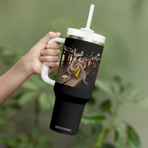 Funny Raccoon Eating Pickles Meme Tumbler With Handle