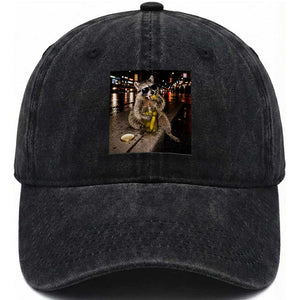 Funny Raccoon Eating Pickles Meme Washed Cotton Baseball Cap