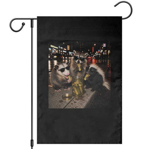 Funny Raccoon Skunk Possum Eating Pickles Garden Flag Support Local Street Cats Retro Animal Meme