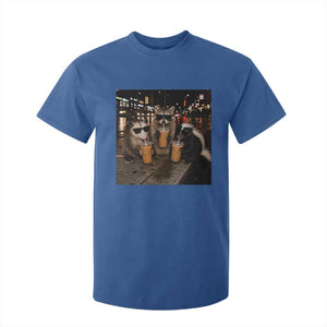 Funny Raccoon Skunk Possum Drinking Iced Coffee T Shirt For Kid Support Local Street Cats Retro Animal Meme