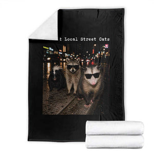 Support Local Street Cats Throw Blanket Funny Raccoon Skunk Possum Animal Meme TS10 Black Print Your Wear