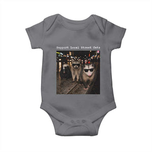 Support Local Street Cats Baby Onesie Funny Raccoon Skunk Possum Animal Meme