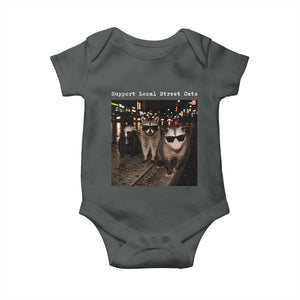 Support Local Street Cats Baby Onesie Funny Raccoon Skunk Possum Animal Meme