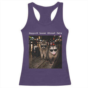 Support Local Street Cats Racerback Tank Top Funny Raccoon Skunk Possum Animal Meme