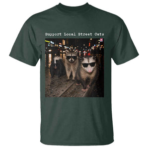Support Local Street Cats T Shirt Funny Raccoon Skunk Possum Animal Meme