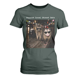 Support Local Street Cats T Shirt For Women Funny Raccoon Skunk Possum Animal Meme